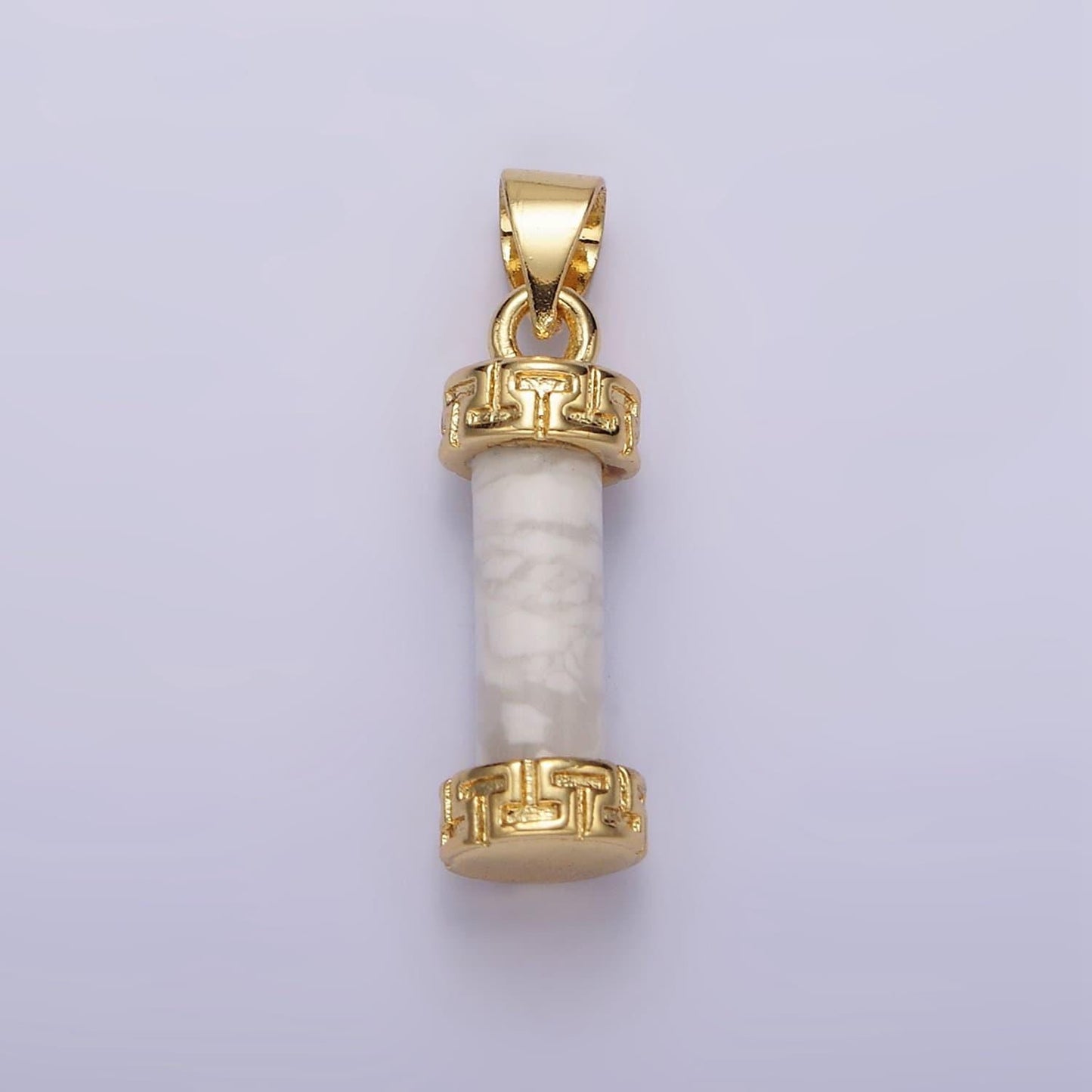 14kgold filled carnelian, amazonite, amethyst, onyx, clearquartz, rosequartz, howlite, tigereye engraved cylinder tube pendant | n1272-n1279