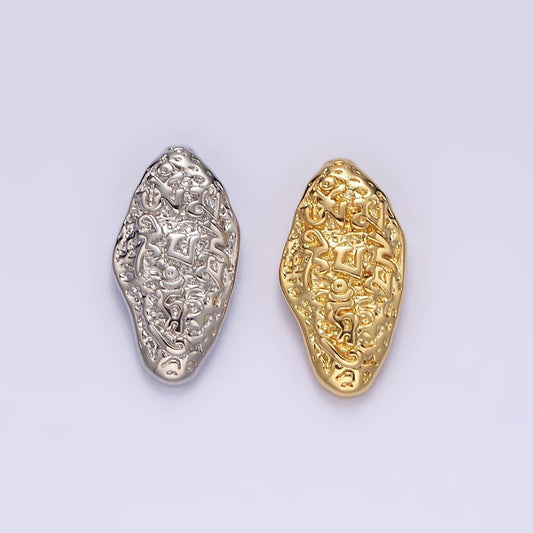 14k gold filled molten hammered abstract oval sphere geometric pendant in gold & silver | n1266 n1267