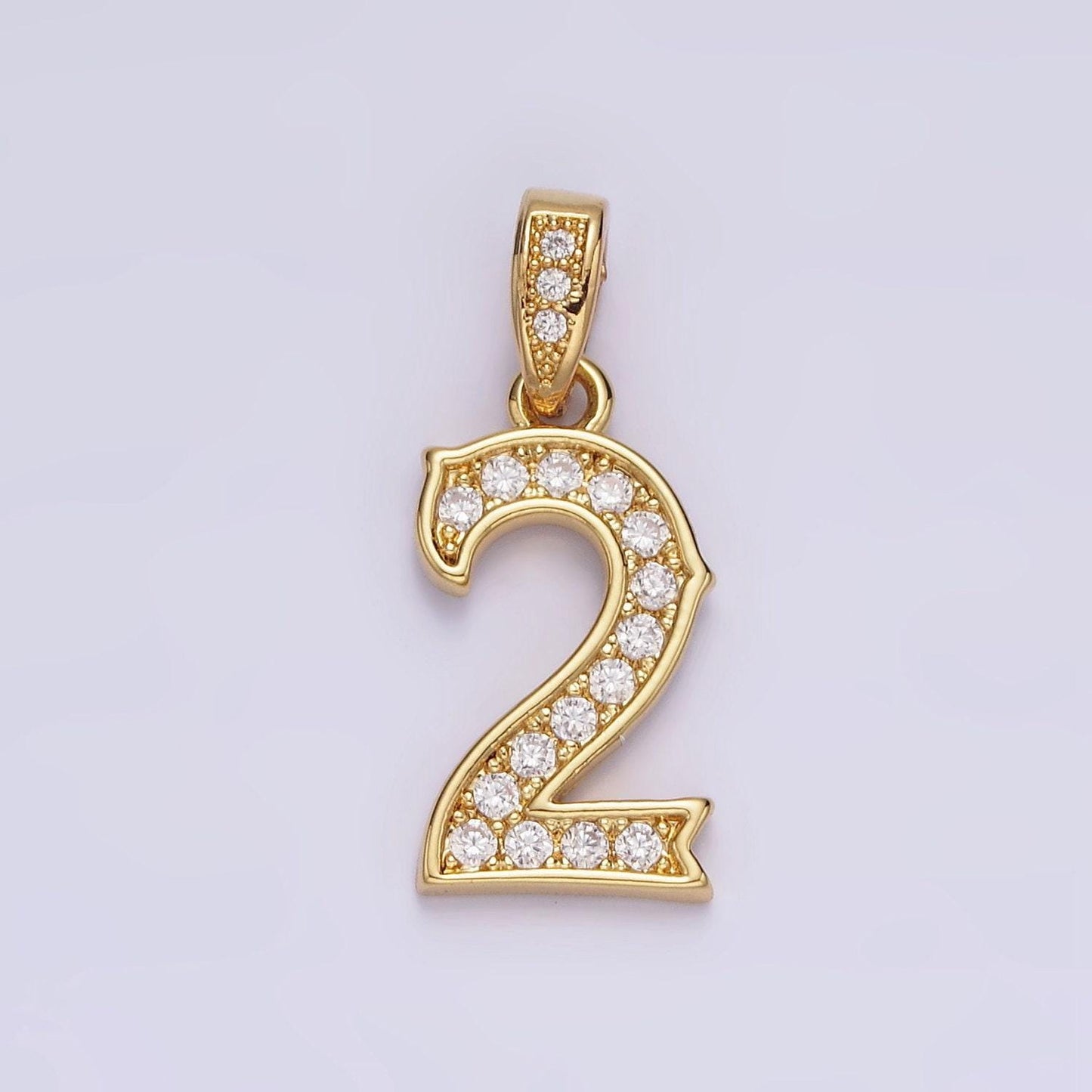 14k gold filled 0-9 edged number clear micro paved cz pendant lucky number age birthday pendant | n1223 - n1232
