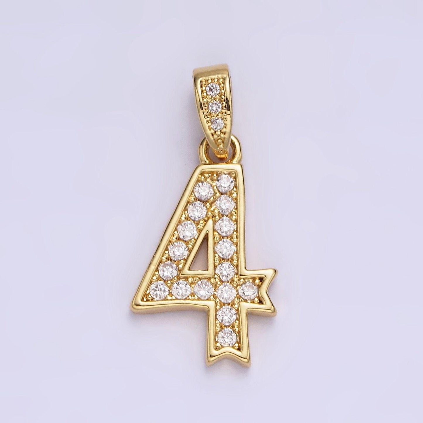 14k gold filled 0-9 edged number clear micro paved cz pendant lucky number age birthday pendant | n1223 - n1232