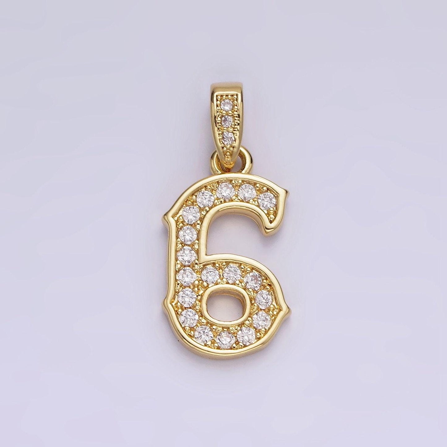 14k gold filled 0-9 edged number clear micro paved cz pendant lucky number age birthday pendant | n1223 - n1232
