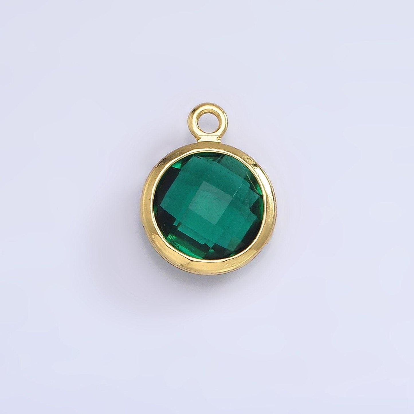 14k gold filled 6mm multifaceted birthstone cz round personalized charm | n1185 - n1196