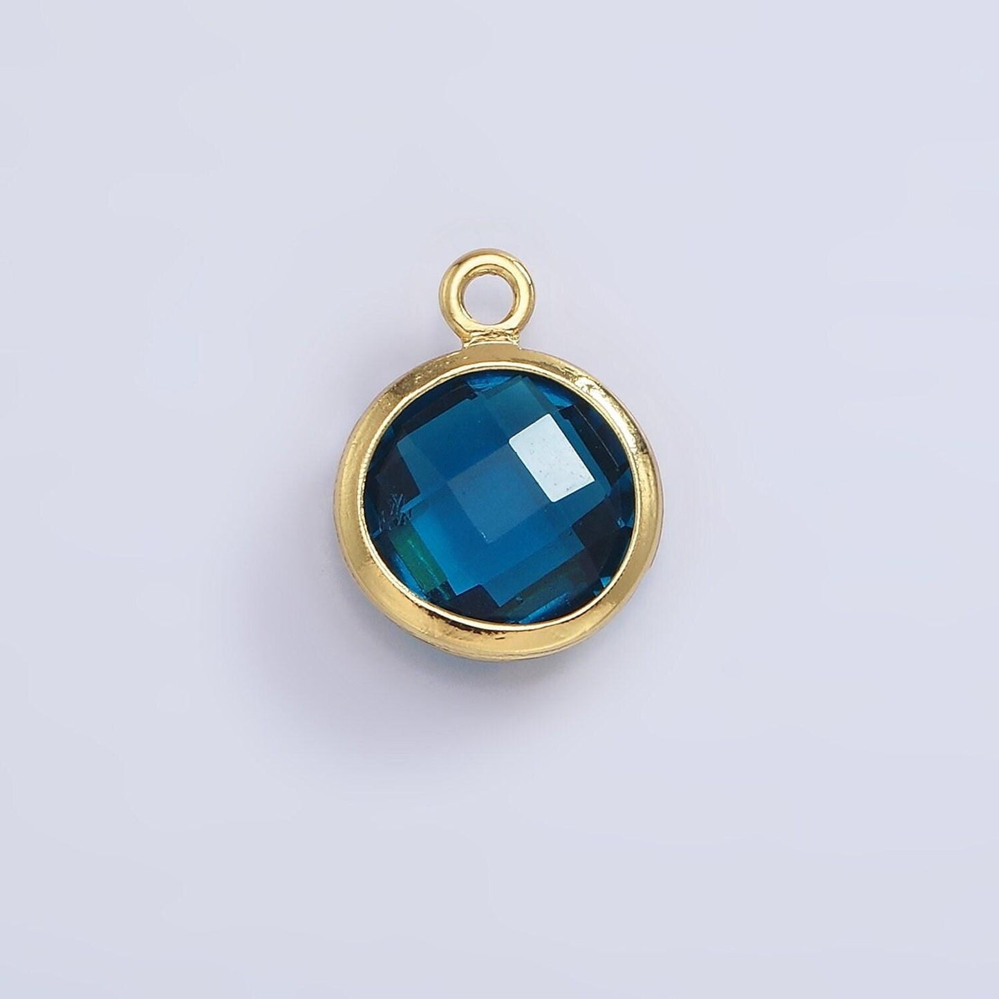 14k gold filled 6mm multifaceted birthstone cz round personalized charm | n1185 - n1196