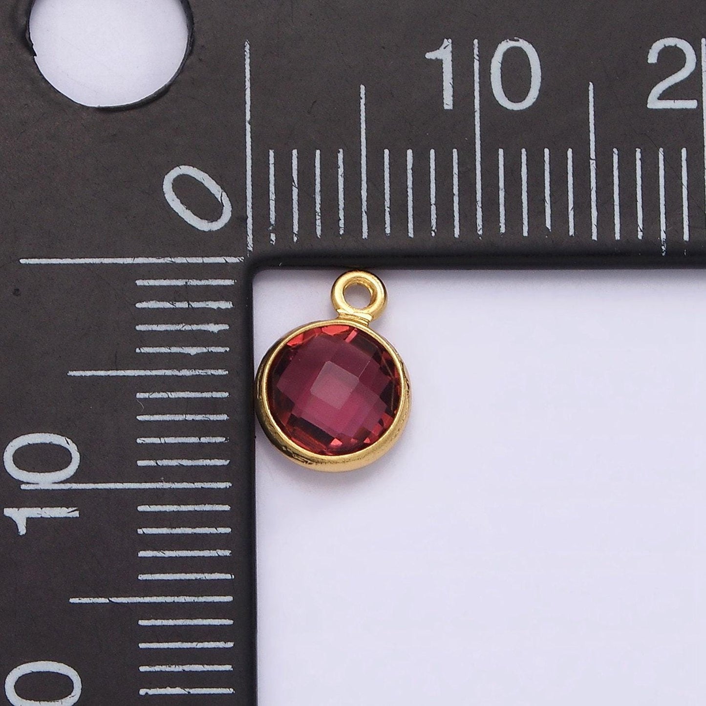 14k gold filled 6mm multifaceted birthstone cz round personalized charm | n1185 - n1196