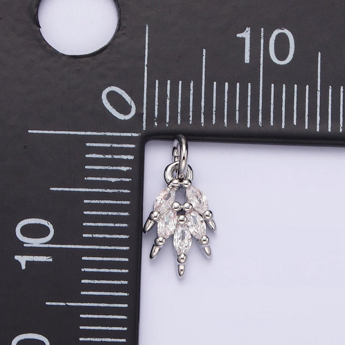 White gold filled multiple clear marquise cz leaf mini add-on charm | n1141