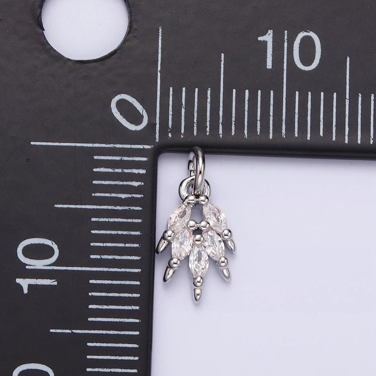 White gold filled multiple clear marquise cz leaf mini add-on charm | n1141