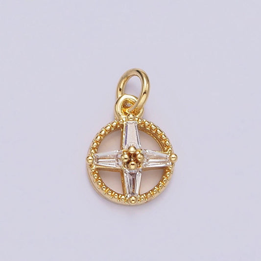 14k gold filled clear baguette star open beaded round mini add-on charm in gold & silver | n1096 n1139
