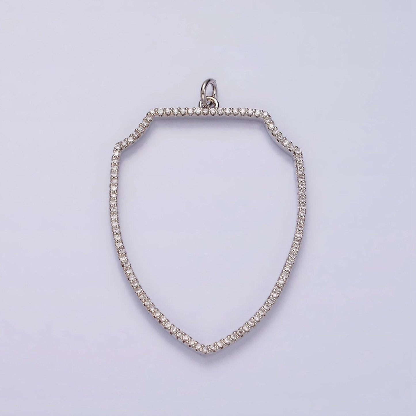 14k gold filled 45mm open clear micro paved cz shield charm in silver, gold, and black | n1135 - n1137