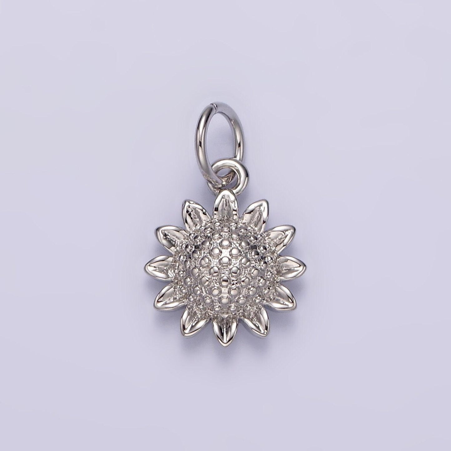 14k gold filled 15mm dotted sunflower nature charm in gold & silver | n1110 n1111