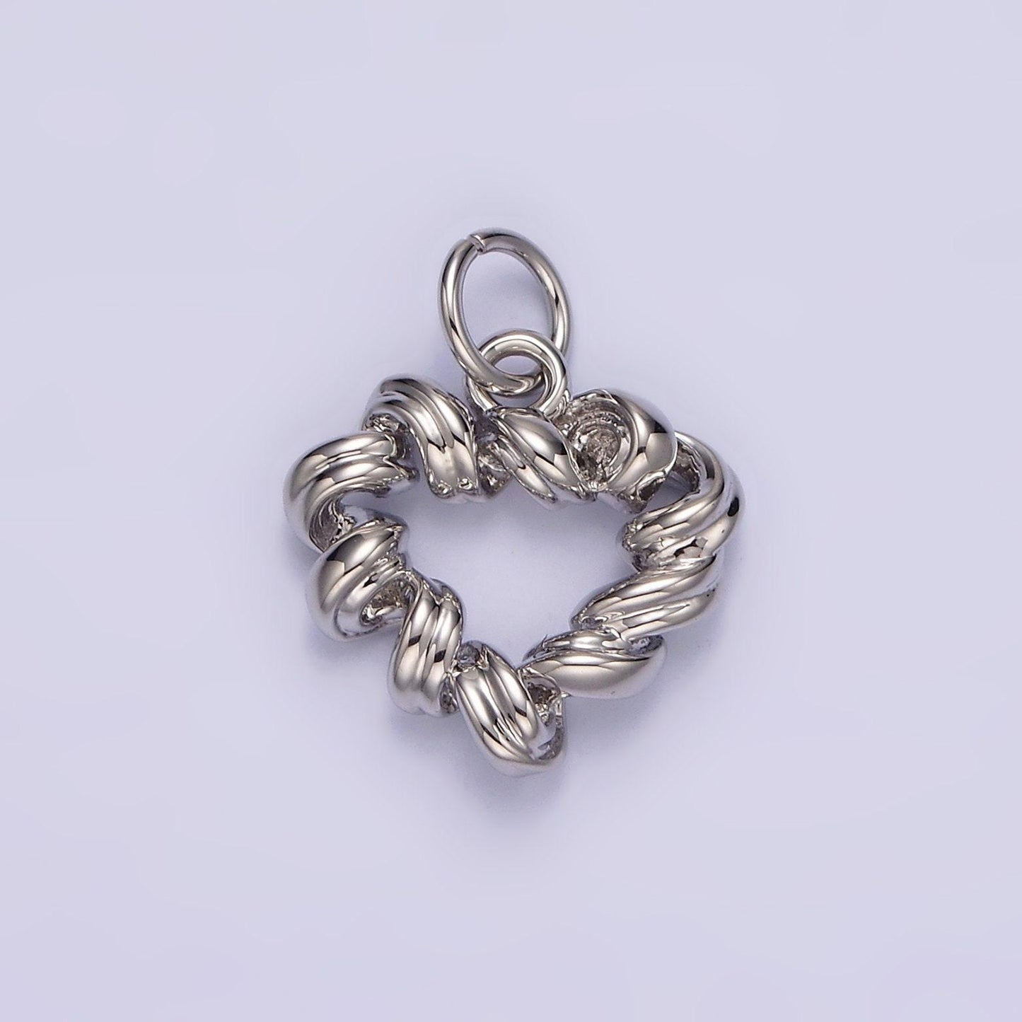 14k gold filled 15.5mm twisted spiral coil open heart charm in gold & silver | n1104 n1105