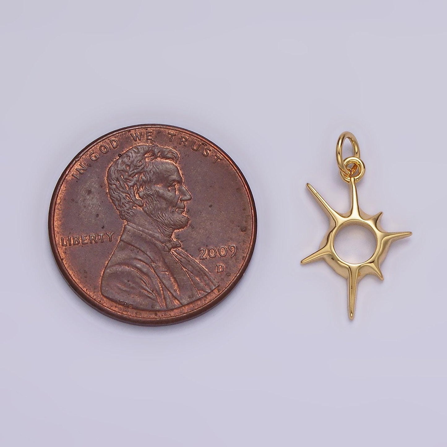 14k gold filled 20mm, 30mm open abstract celestial sun ray charm in gold & silver | n1116 n1117, n1108 n1109
