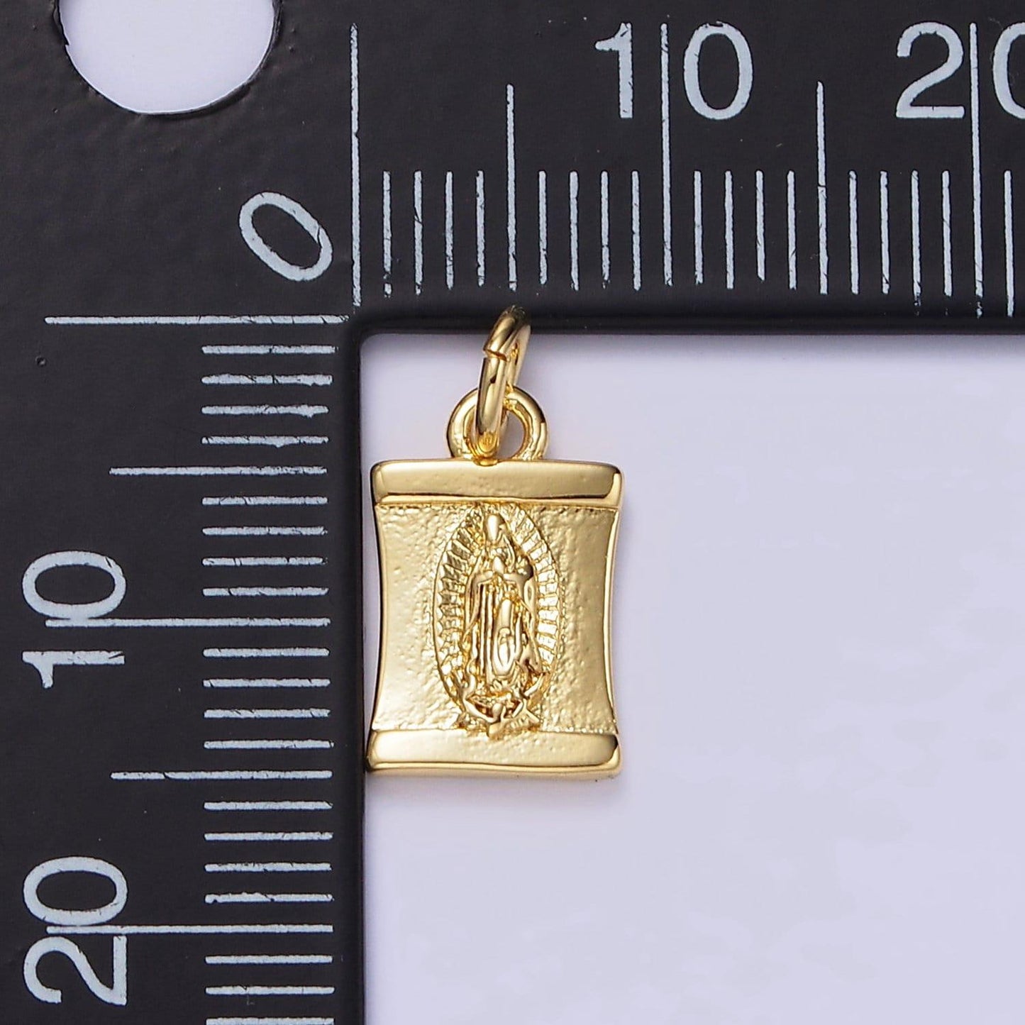 Small virgin mother mary miraculous medal gold fill rectangle pendant charm 9x8mm religious charm healing prayer catholic charm n-1098