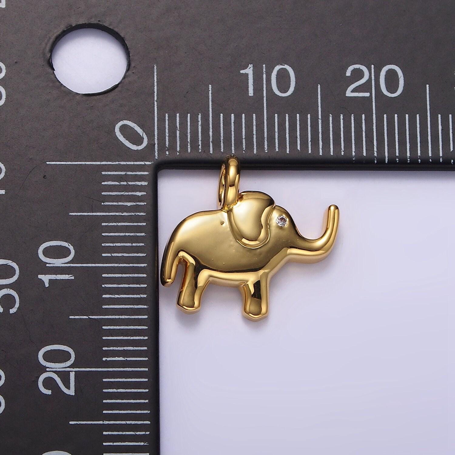 Dainty elephant charm silver dumbo pendant wild safari animal 24k gold filled diy charm add on necklace bracelet | n-1085