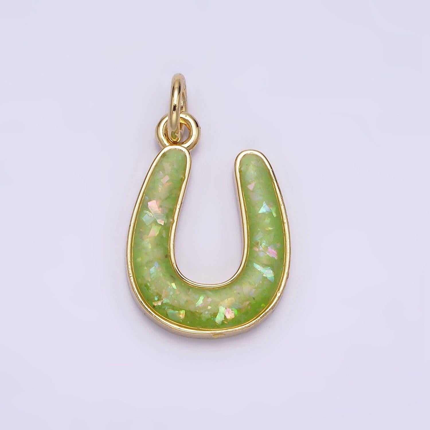 1 piece dainty opal horseshoe charm lucky gold filled bezel horse shoe dangle pendant lightweight opal drop charm n-1000