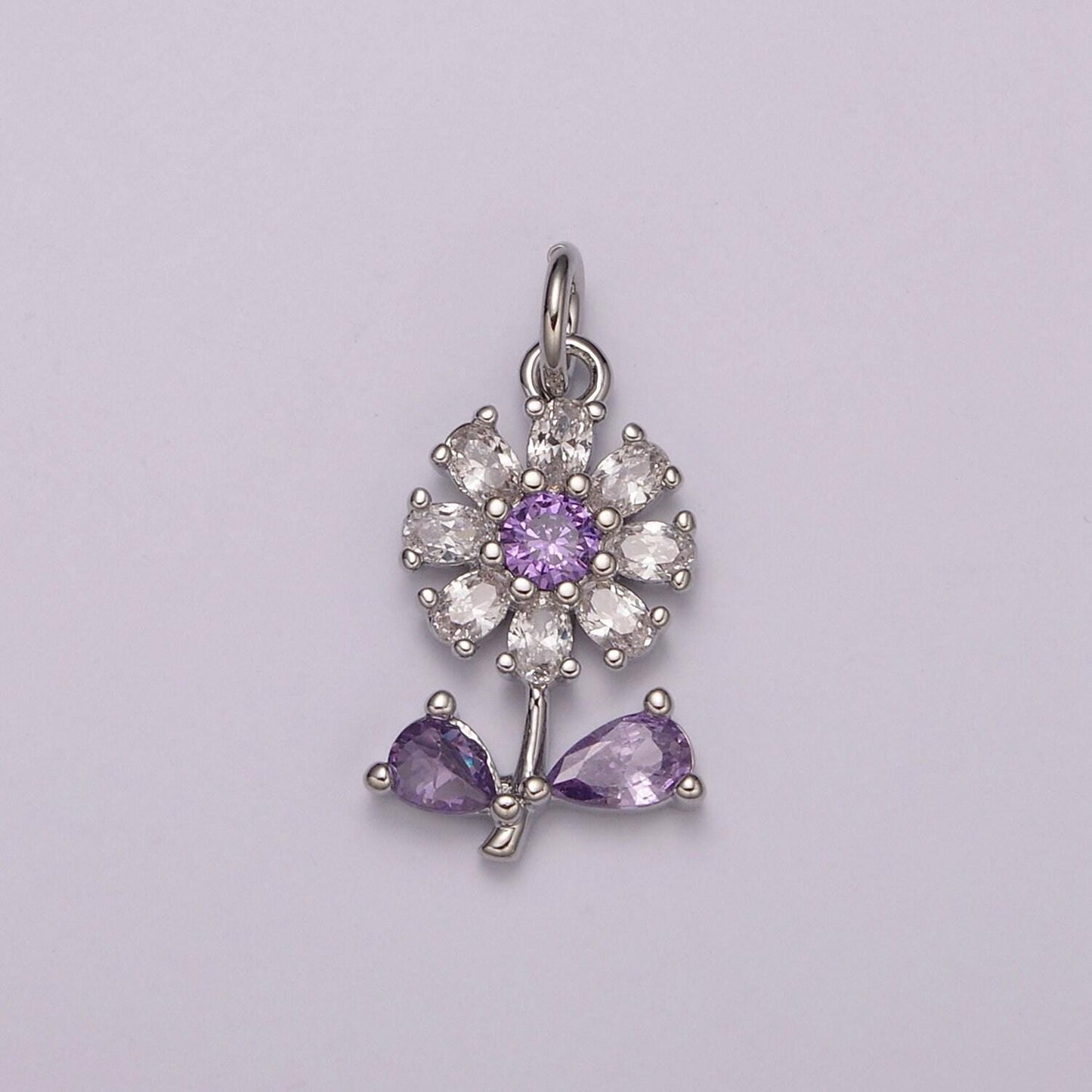 Mini 24k gold filled flower charm purple daisy flower charm for necklace bracelet earring