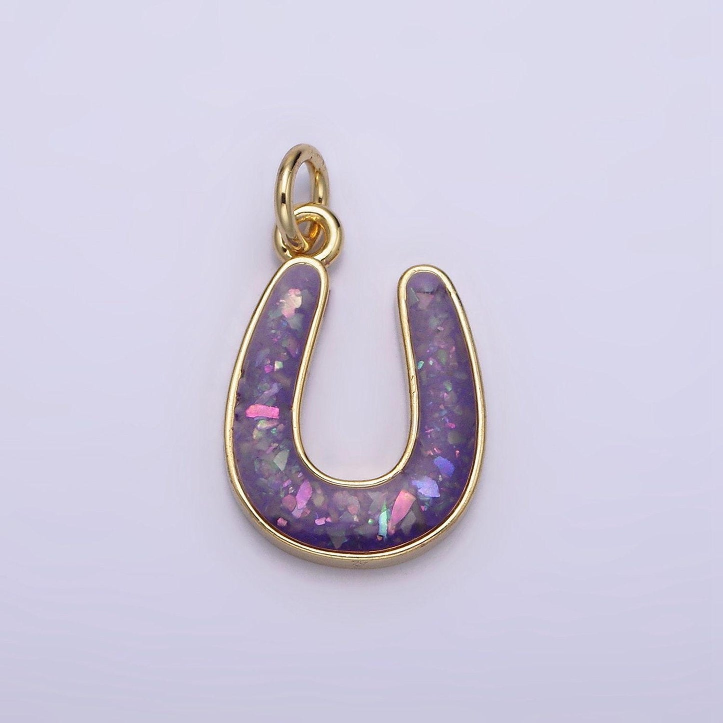 1 piece dainty opal horseshoe charm lucky gold filled bezel horse shoe dangle pendant lightweight opal drop charm n-1000