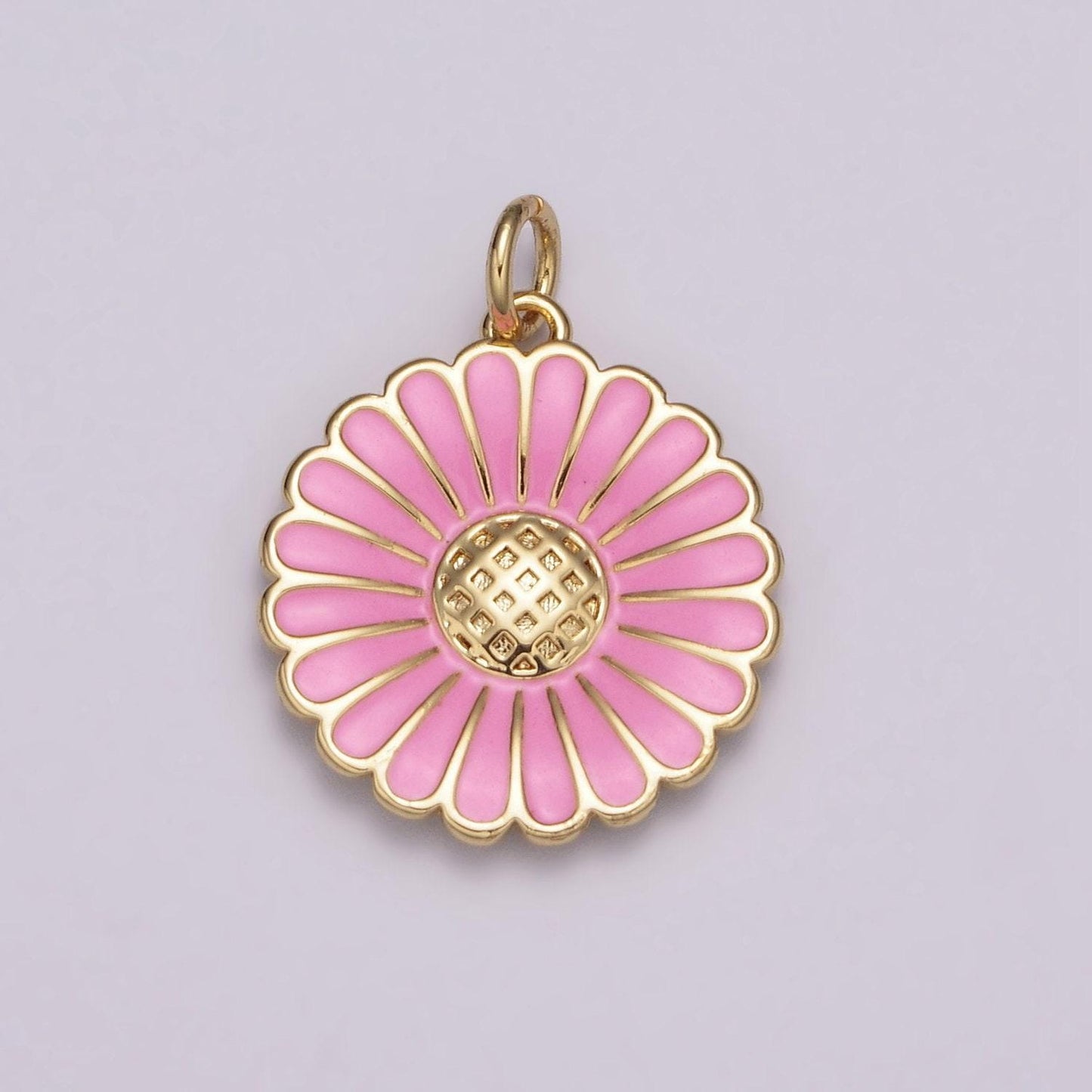 Dainty 14k gold filled enamel sunflower necklace for women flower charm necklace bracelet earring component