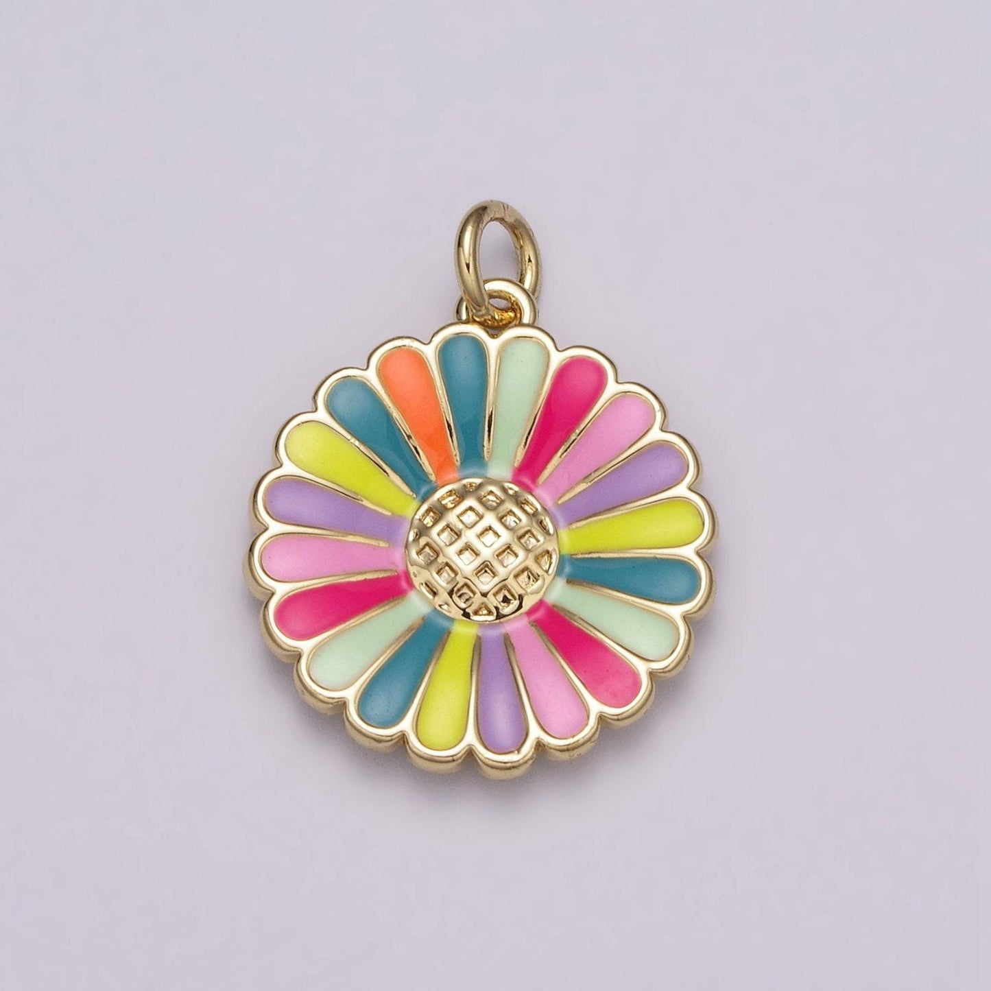 Dainty 14k gold filled enamel sunflower necklace for women flower charm necklace bracelet earring component