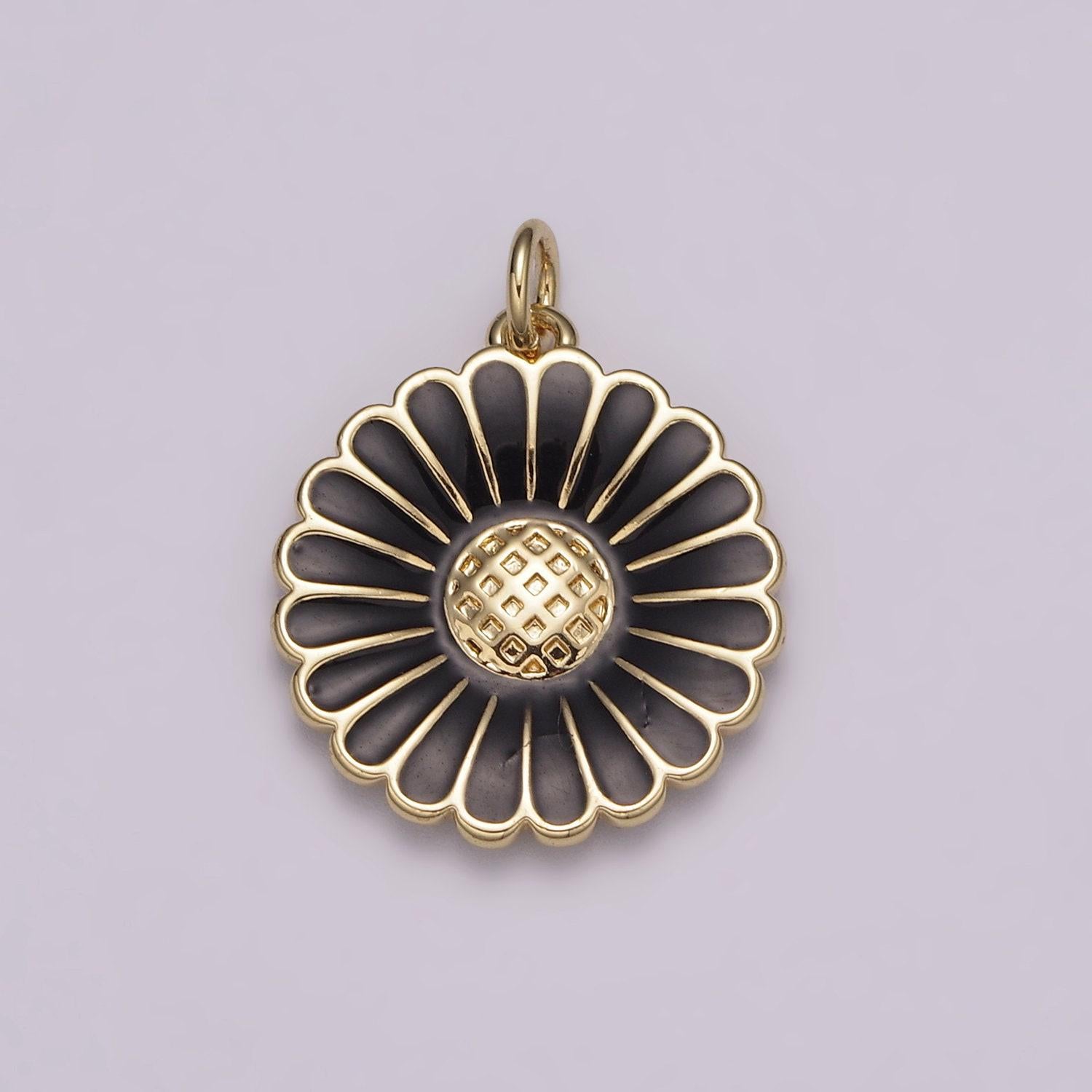Dainty 14k gold filled enamel sunflower necklace for women flower charm necklace bracelet earring component