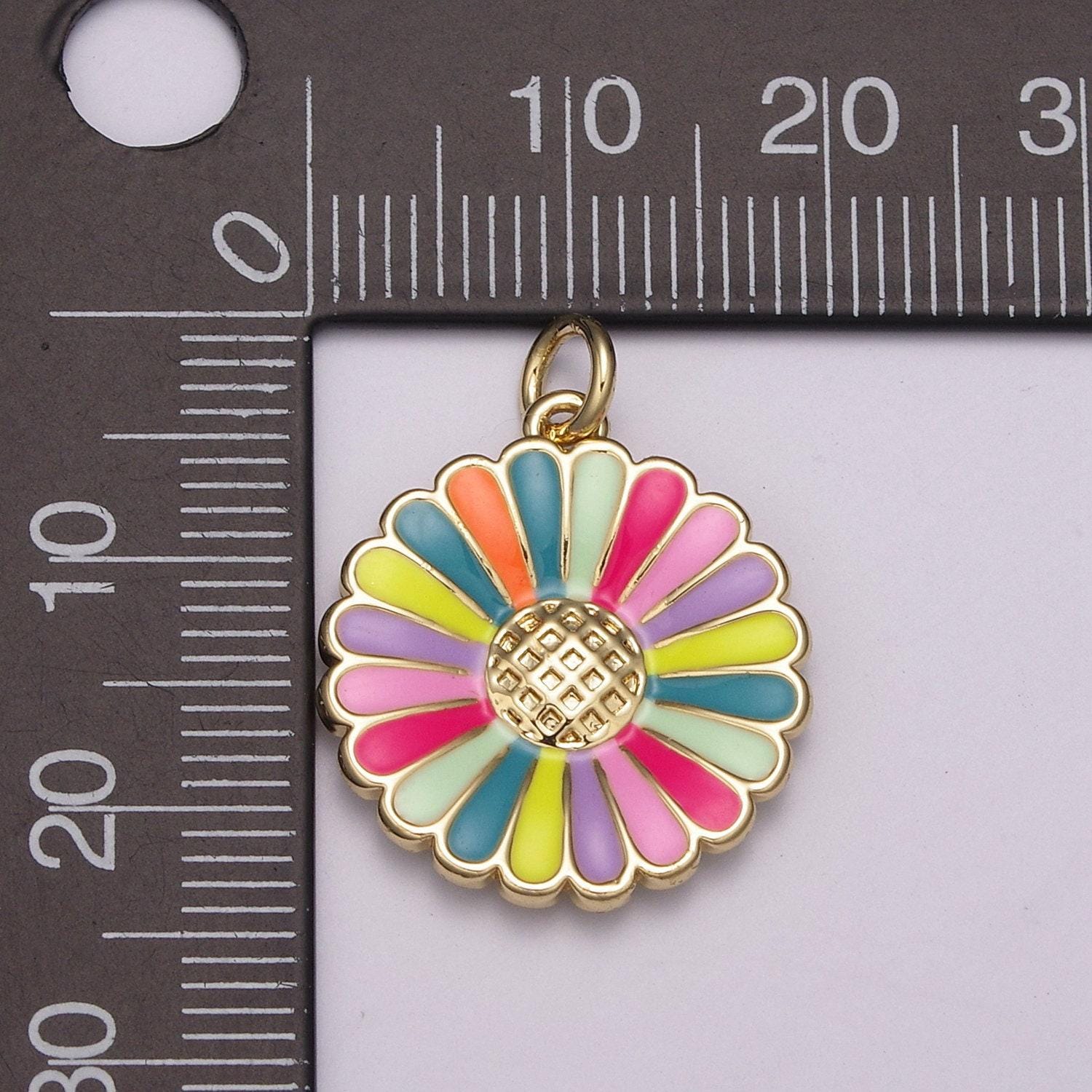 Dainty 14k gold filled enamel sunflower necklace for women flower charm necklace bracelet earring component