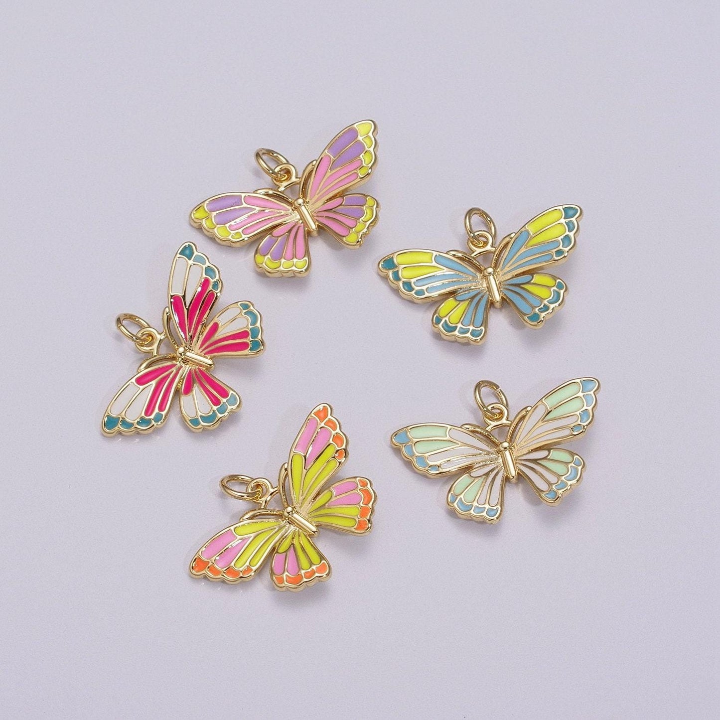 Enamel mariposa butterfly charm 3 colors butterfly charm pendant for necklace earring supply component in 14k gold filled,m907-m910