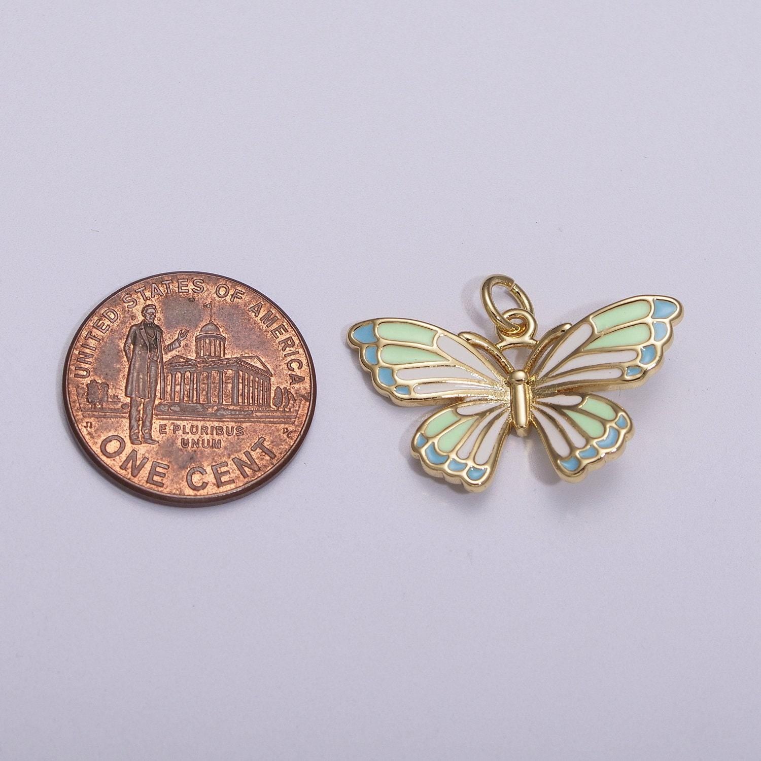 Enamel mariposa butterfly charm 3 colors butterfly charm pendant for necklace earring supply component in 14k gold filled,m907-m910
