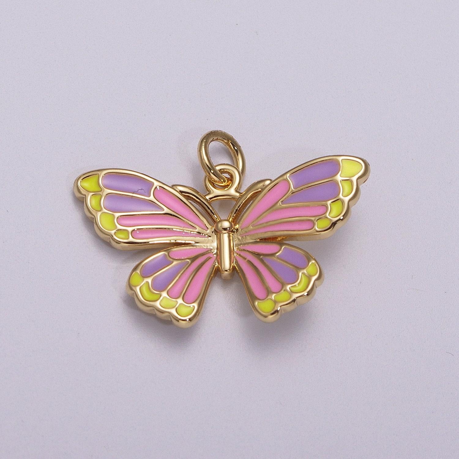 Enamel mariposa butterfly charm 3 colors butterfly charm pendant for necklace earring supply component in 14k gold filled,m907-m910