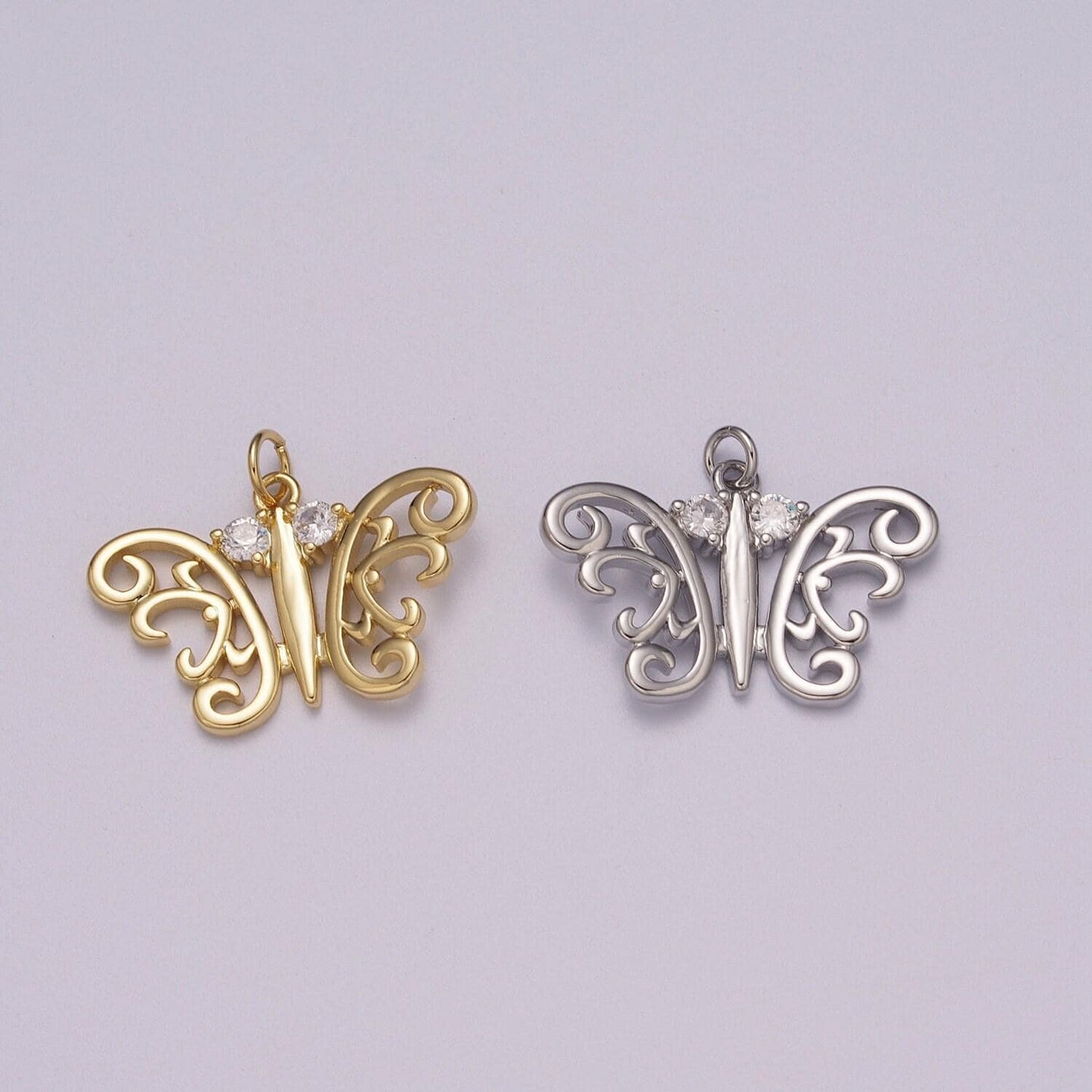 Dainty 14k gold filled butterfly charm, small mariposa pendant charm monarch charm animal jewelry i-096 m-897