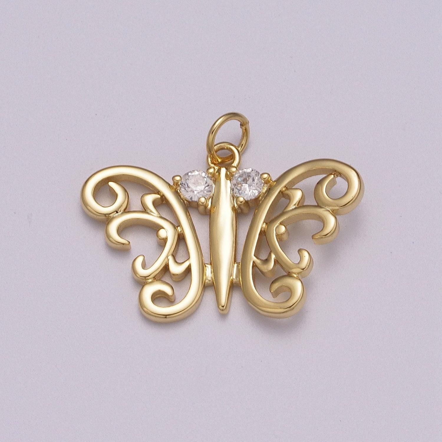 Dainty 14k gold filled butterfly charm, small mariposa pendant charm monarch charm animal jewelry i-096 m-897