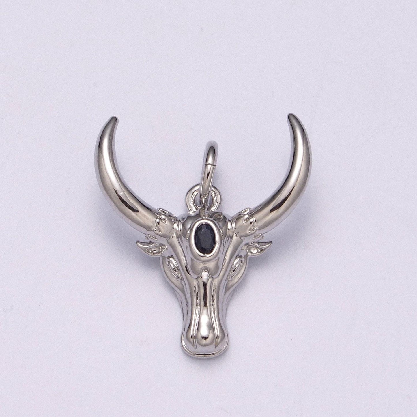 Ram gold pendant, sheep horn charm, blue solitaire cz bighorn sheep animal pendant, diy jewelry, m-870, m-871