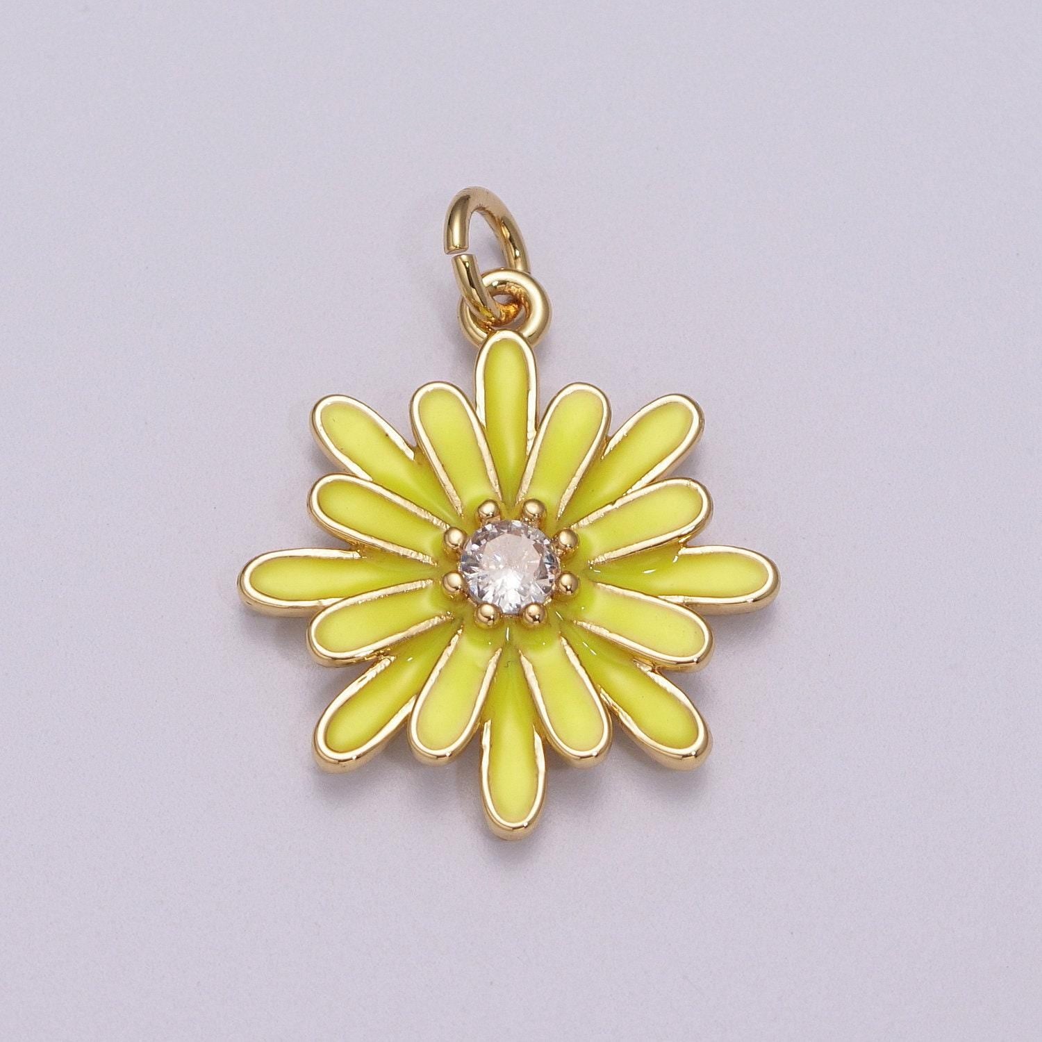 Chrysant charm necklace, gift for her, enamel pendant bracelet earring necklace for woman, flower jewelry minimalist floral m-876 - m-881