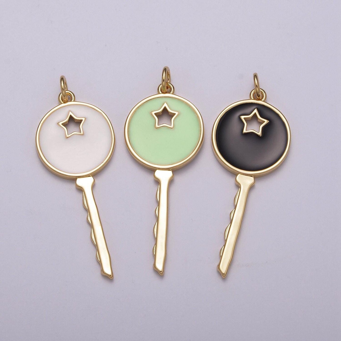 1pc gold key enamel charms, star charm with color enamel to choose charm medallion for necklace,m-815~m-817