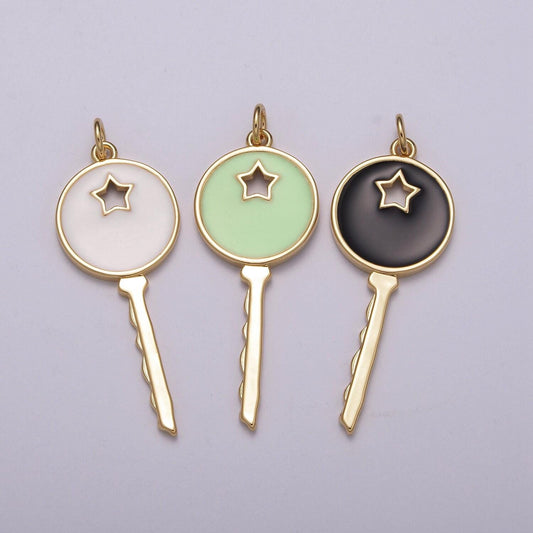 1pc gold key enamel charms, star charm with color enamel to choose charm medallion for necklace,m-815~m-817