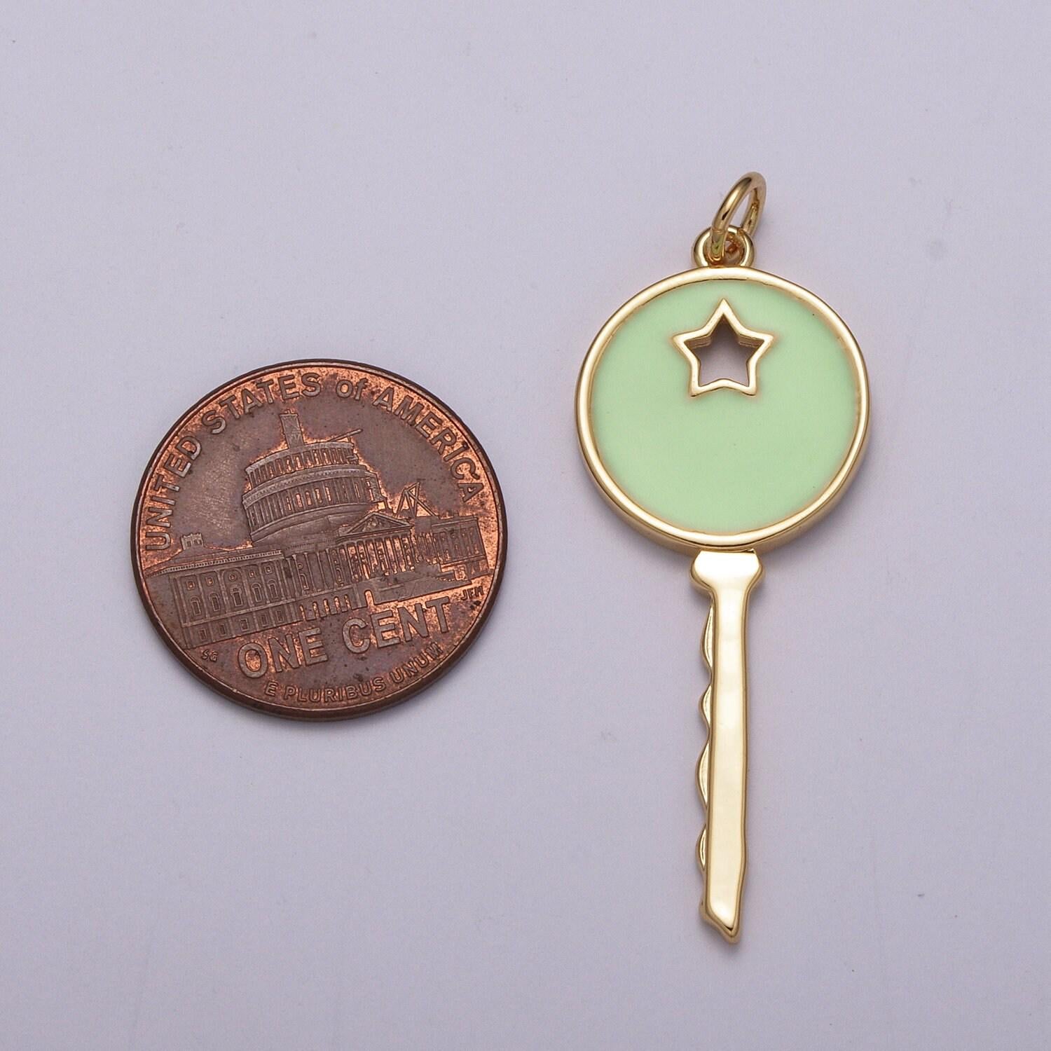 1pc gold key enamel charms, star charm with color enamel to choose charm medallion for necklace,m-815~m-817