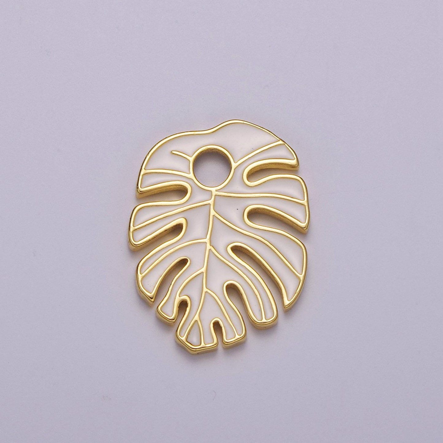 Colorful enamel tropical monstera leaf plant charm necklace bracelet earring pendant gold filled leaf nature charm large leaf charm