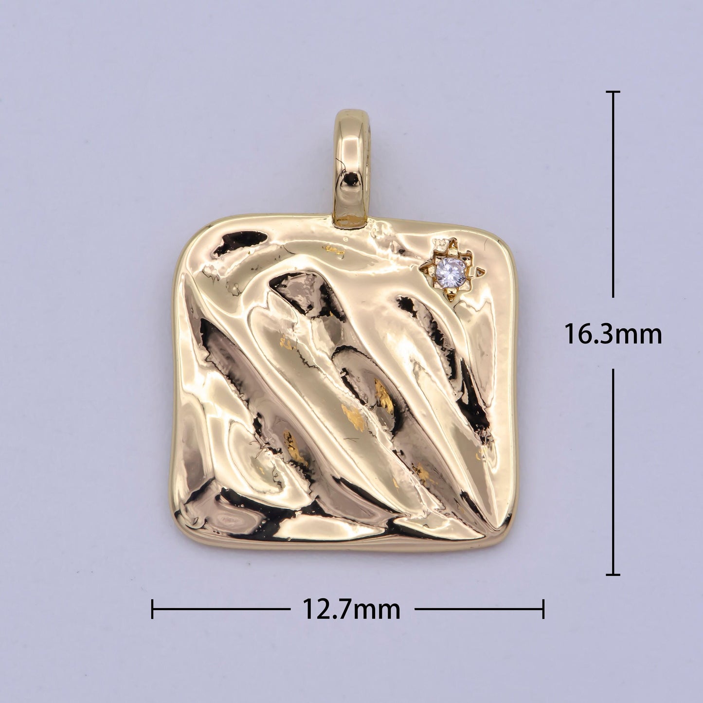Mini gold heirloom square charm micro pave star charm minimalist jewelry pendant for necklace bracelet component