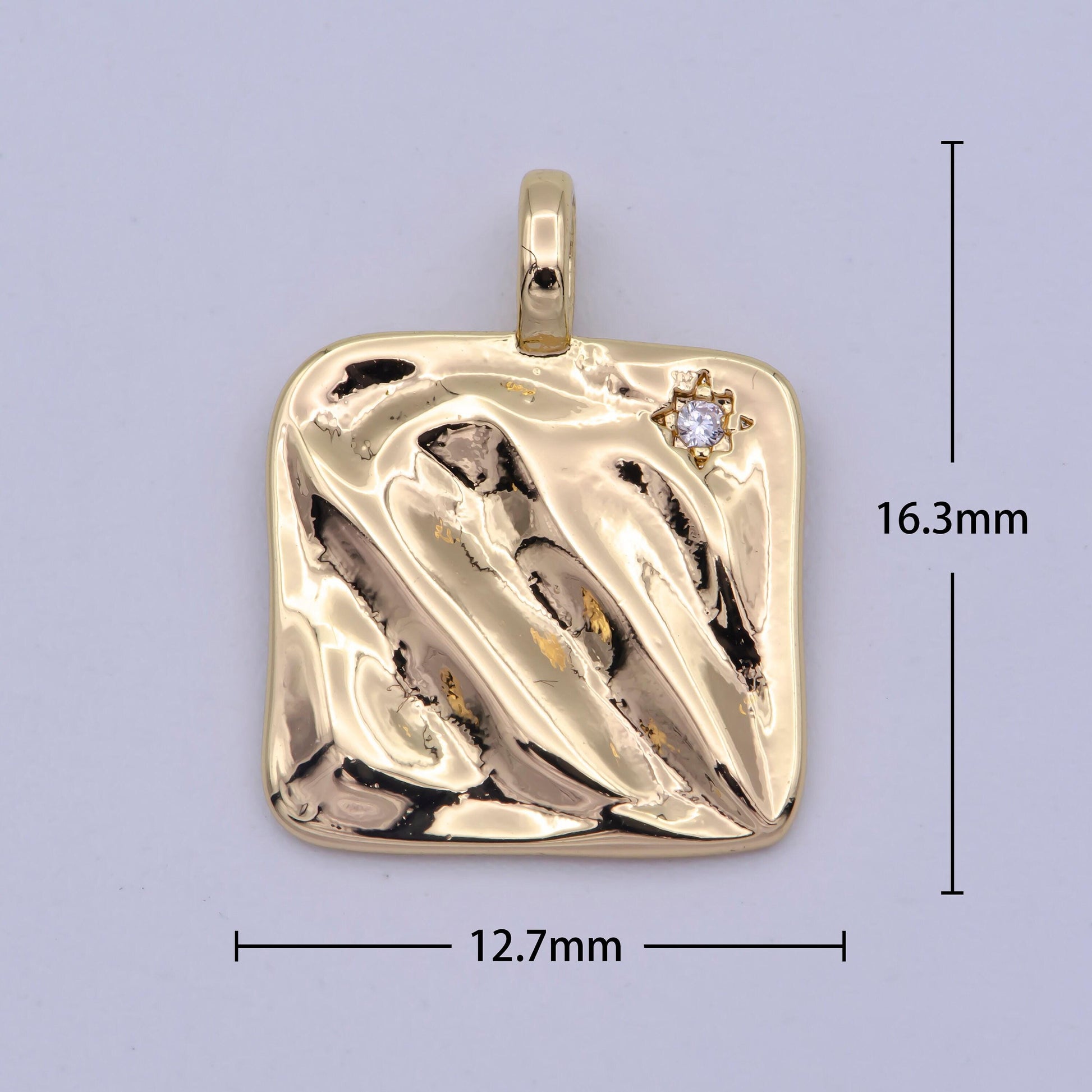 Mini gold heirloom square charm micro pave star charm minimalist jewelry pendant for necklace bracelet component