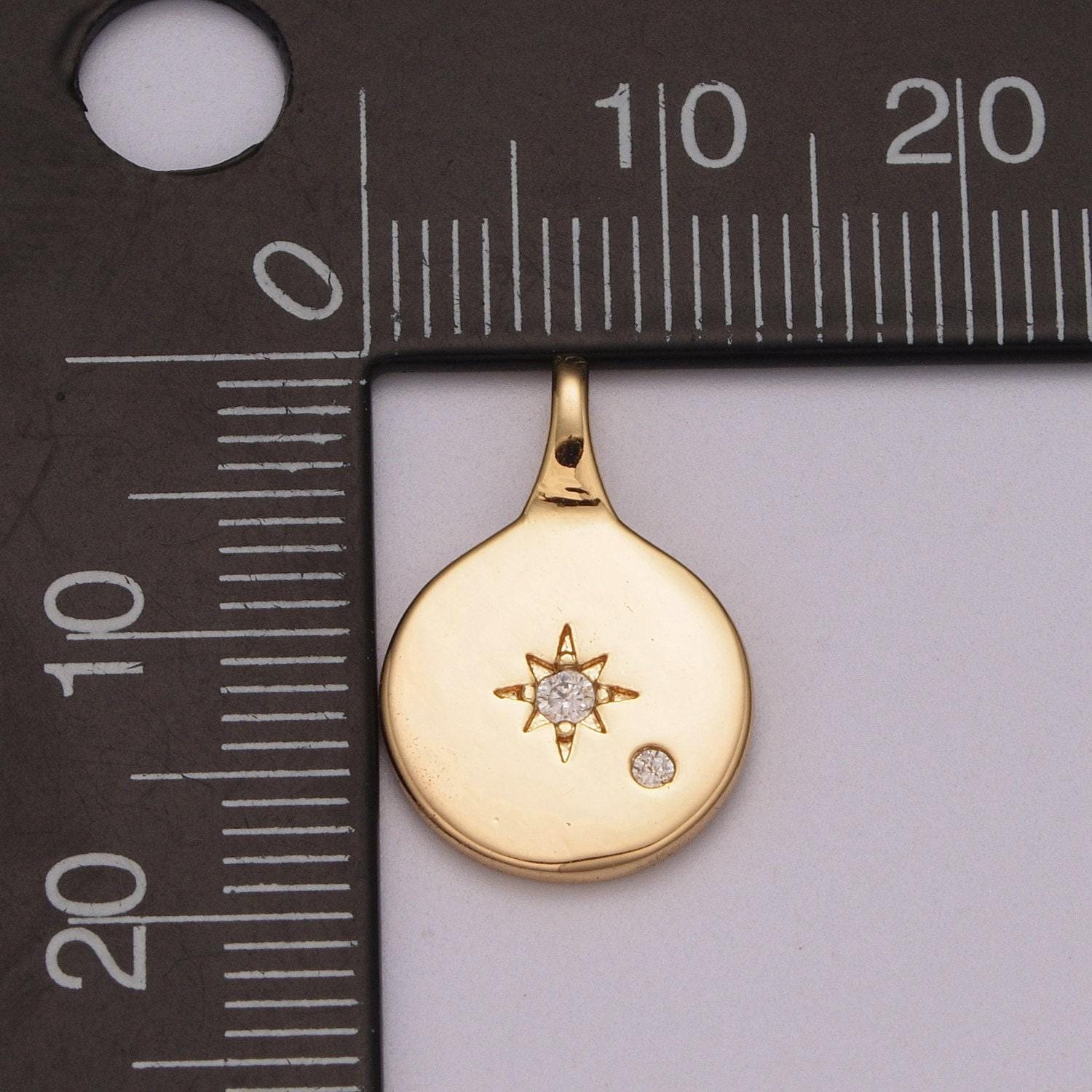 Gold north star charms, 19x23mm gold pendant, north charm, coin charms, sky charms, gold charms, medallion charms, disc charm