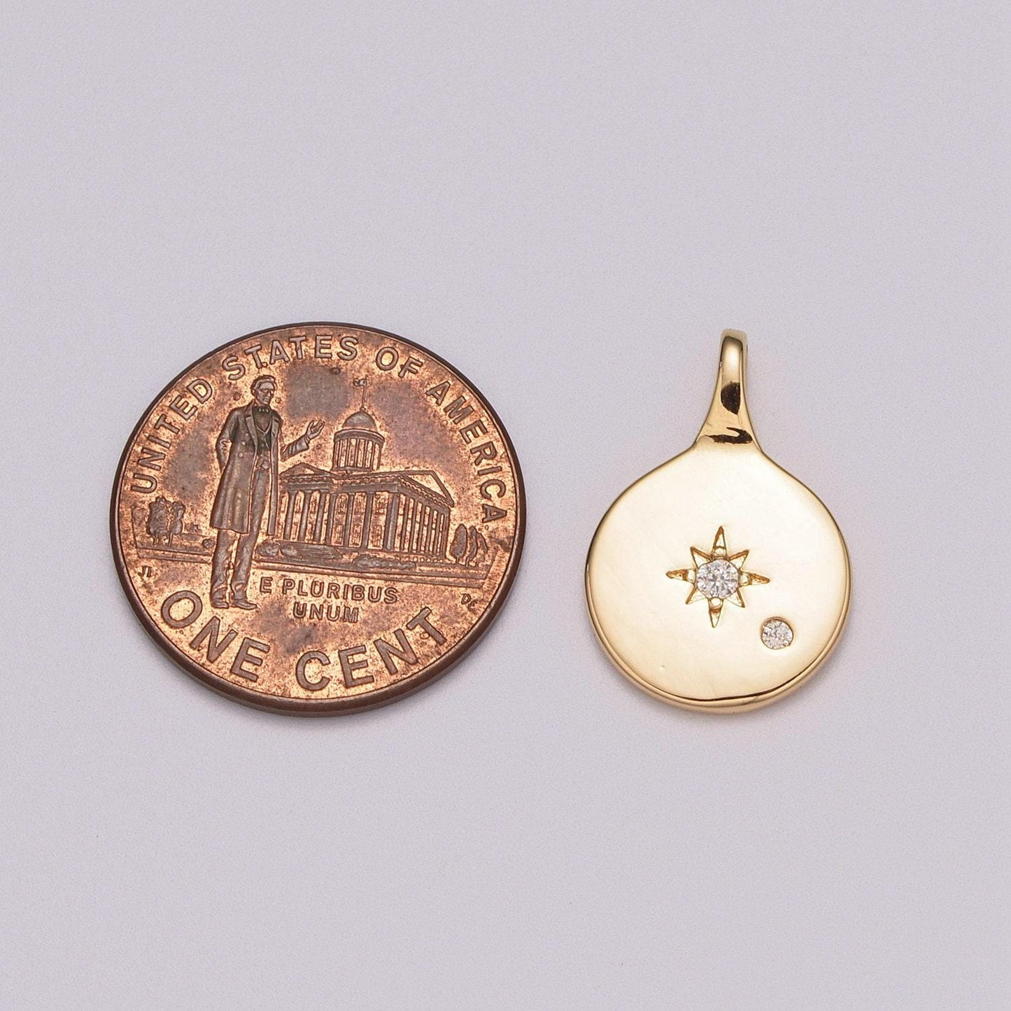 Gold north star charms, 19x23mm gold pendant, north charm, coin charms, sky charms, gold charms, medallion charms, disc charm