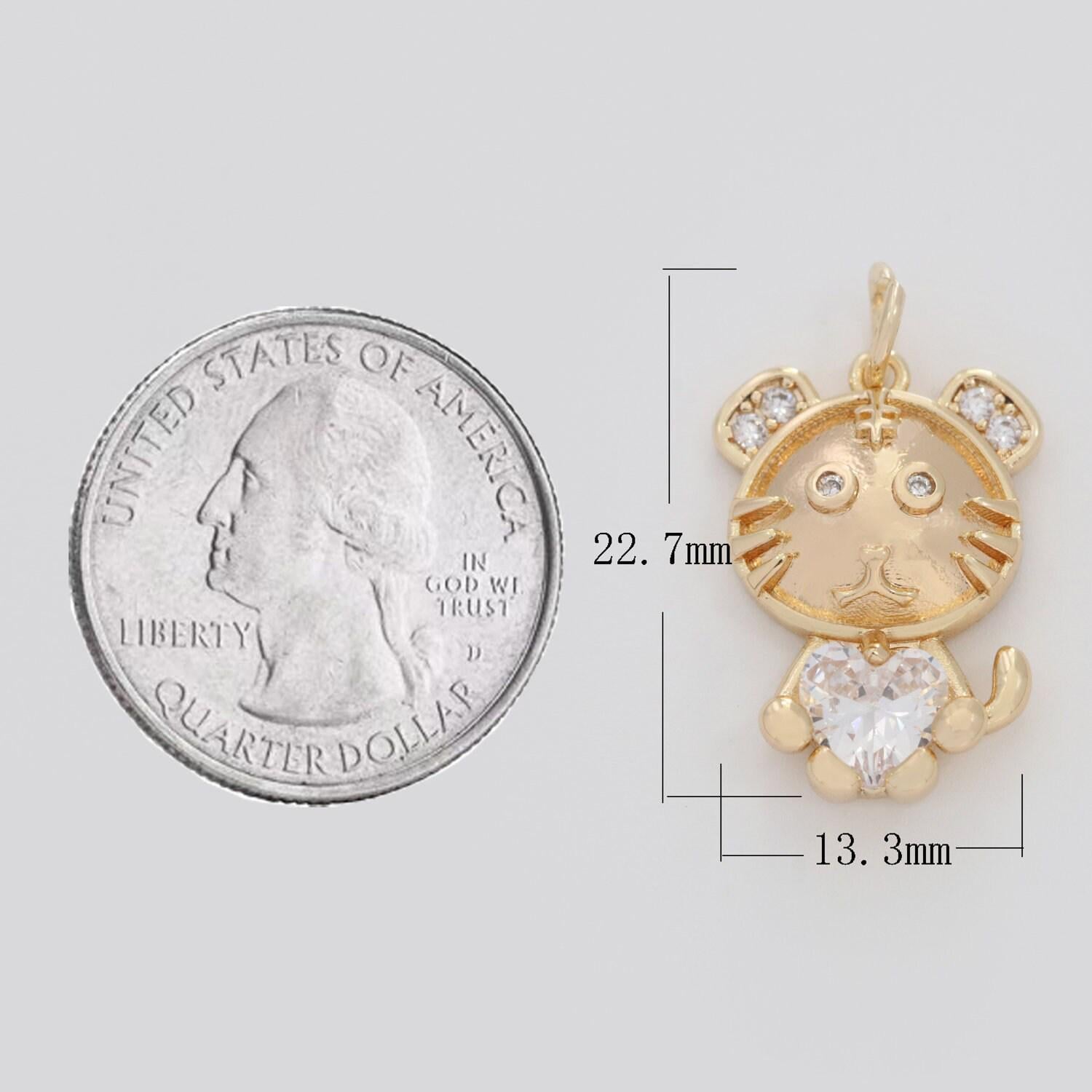 Dainty gold tiger charm for neklace bracelet earring kids jewelry making supply cute animal charm add on charm