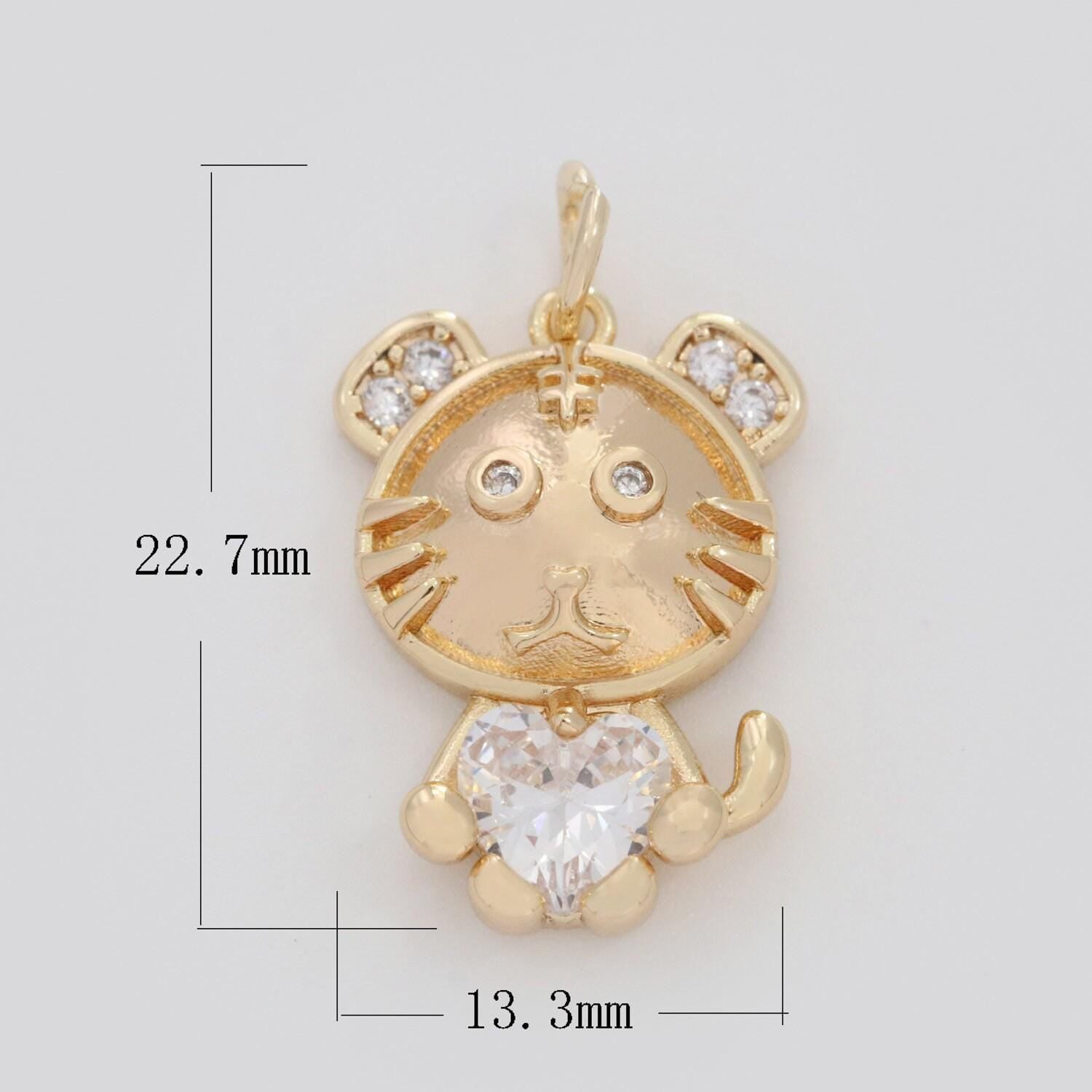 Dainty gold tiger charm for neklace bracelet earring kids jewelry making supply cute animal charm add on charm