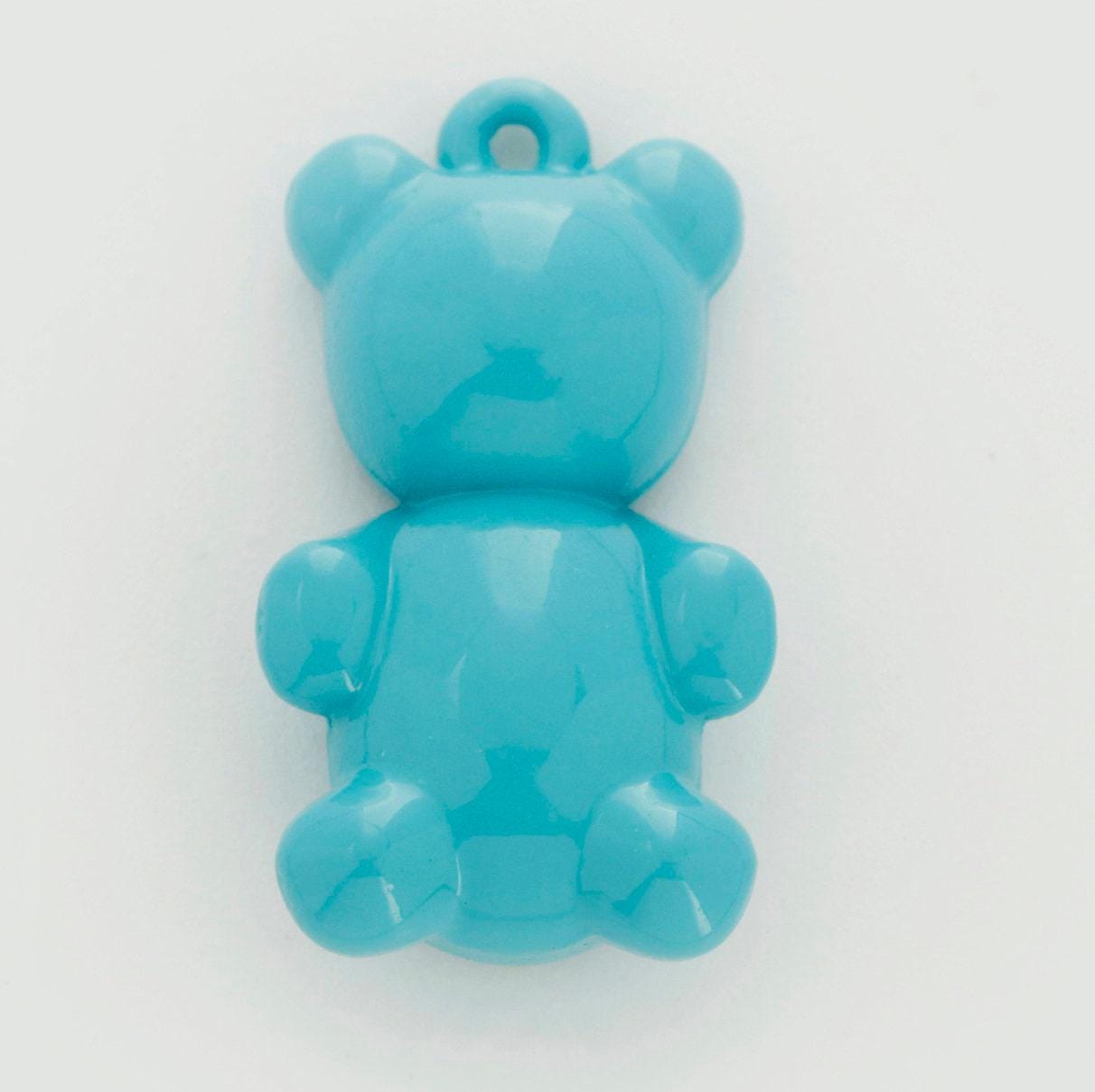 14k gold filled gummy bear pendant teddy bear charm enamel animal charm, love charm kids retro 90s trend jewelry making supply
