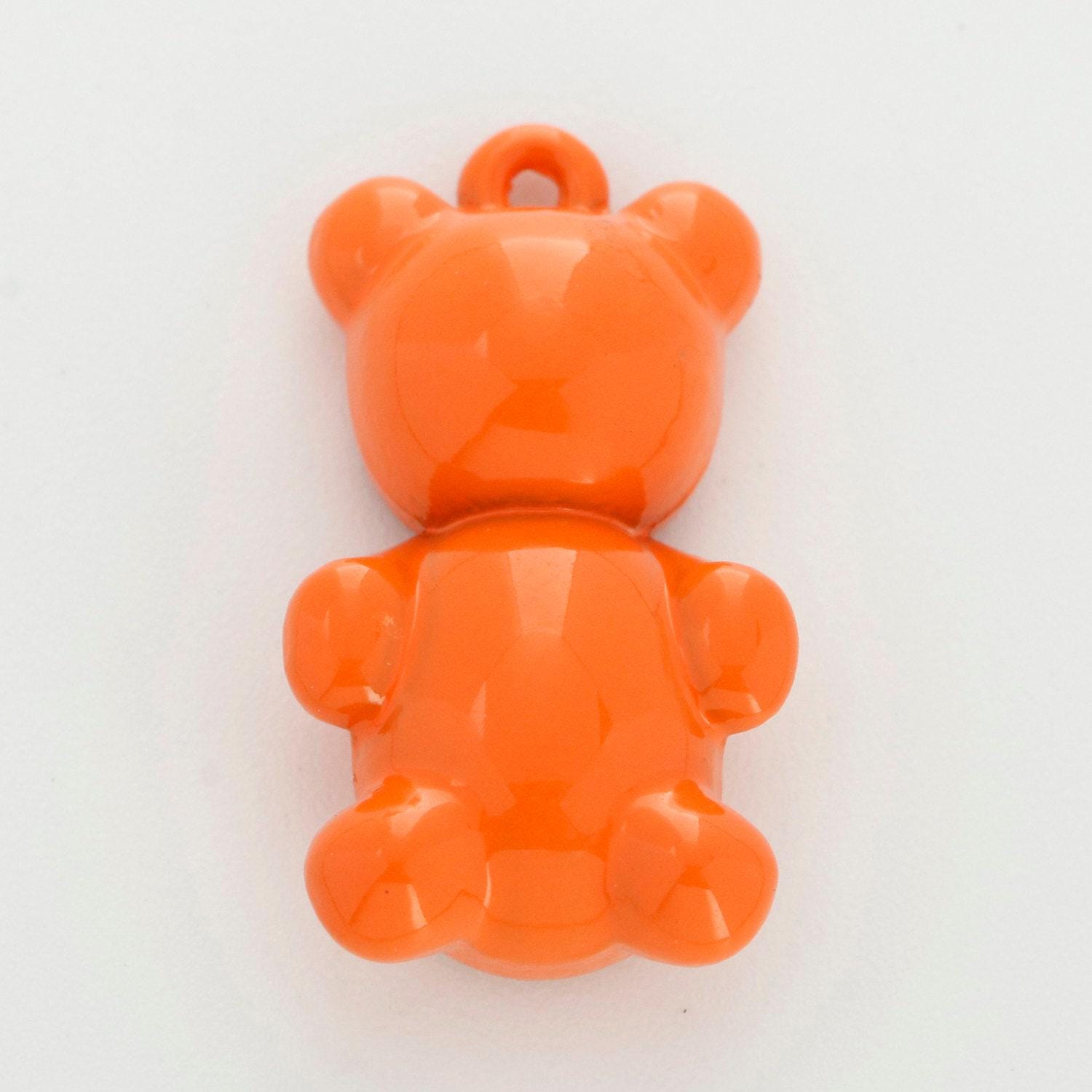 14k gold filled gummy bear pendant teddy bear charm enamel animal charm, love charm kids retro 90s trend jewelry making supply