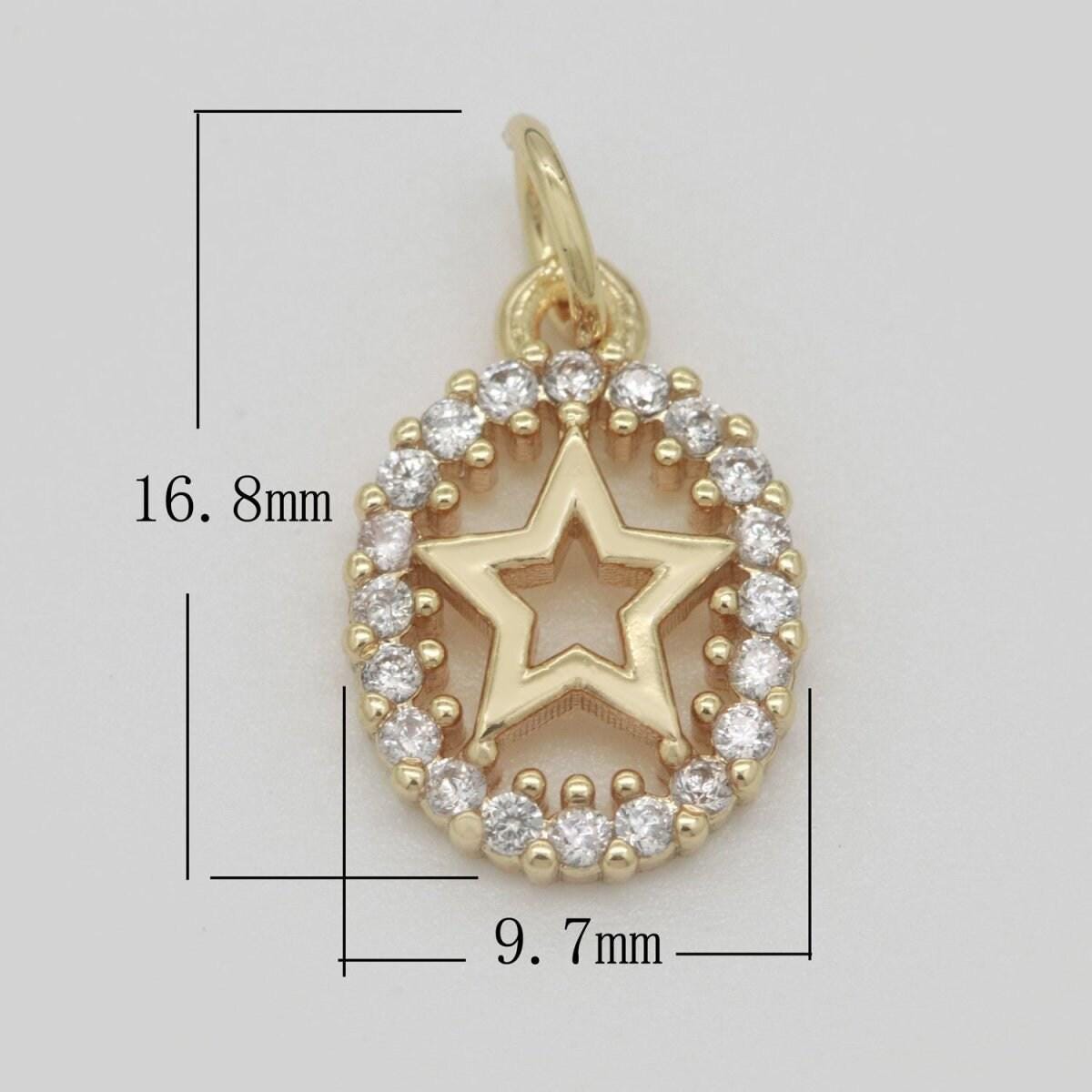 Dainty 18k gold filled hamsa hand evil eye star charm micro pave mini cz pendant for bracelet necklace earring minimalist jewelry m-750