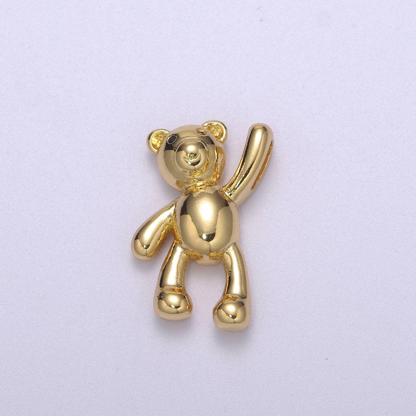 Dainty gold teddy bear charm dangle charm for necklace earring bracelet papa bear mama bear we are family jewelry making supply, m-748
