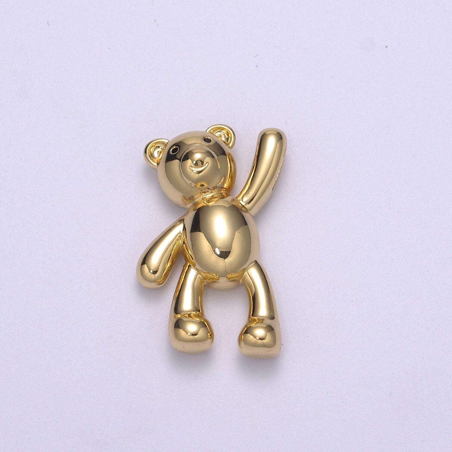 Dainty gold teddy bear charm dangle charm for necklace earring bracelet papa bear mama bear we are family jewelry making supply, m-748