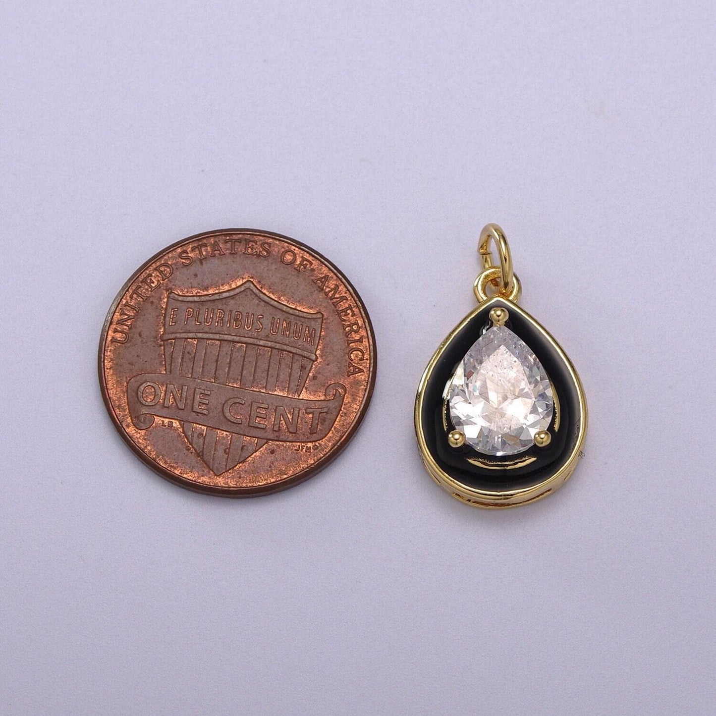 1pc gold tear drop enamel solitaire cz charms, cubic pear cut charm with color enamel to choose charm medallion for necklace,m-666-m669