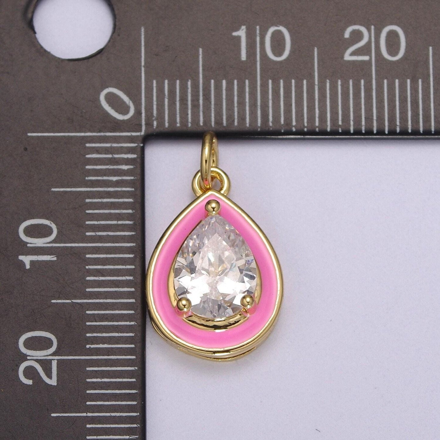 1pc gold tear drop enamel solitaire cz charms, cubic pear cut charm with color enamel to choose charm medallion for necklace,m-666-m669