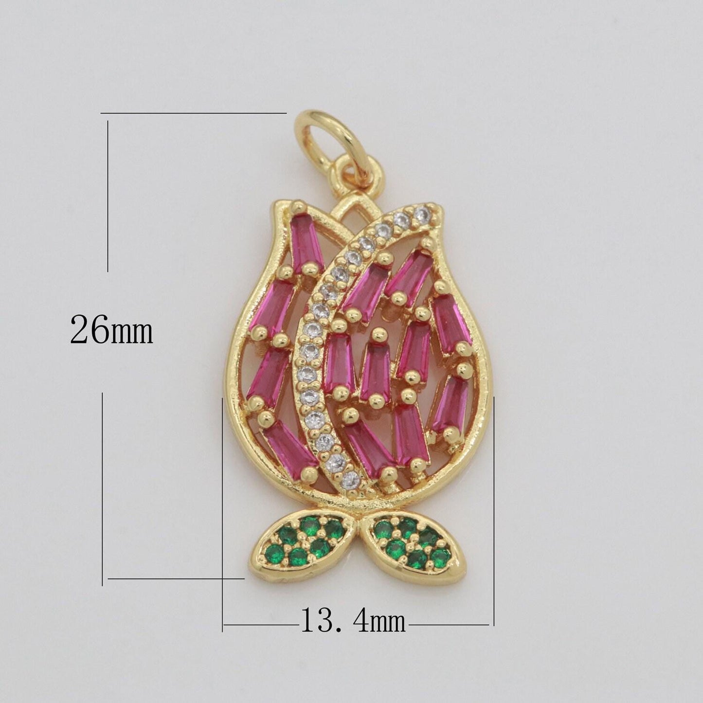 Gold flower charm - rose petal pendant charm on gold filled chain - simple dainty jewelry component