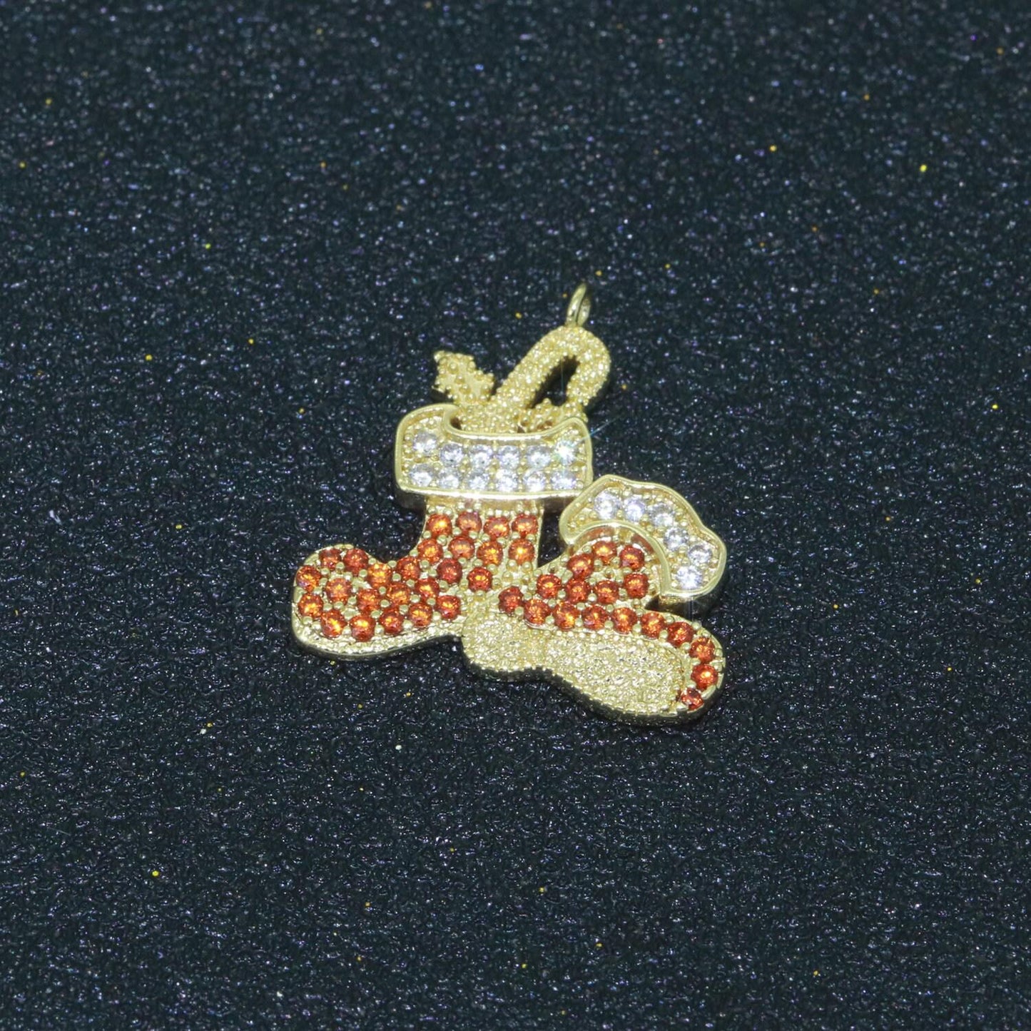 Dainty christmas charms micro pave holiday collection santa, stocking, snow man, reindeer, tree pendant jewelry necklace bracelet earring